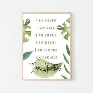 Personalised Jungle Affirmations Poster with Name | Your Choice of Affirmations | Monsterra Affirmations Print | Digital Download