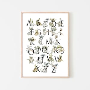 Dinosaur Alphabet Poster, Dinosaur ABC, Dino Letters, Learning Poster, Dinosaur Print, Dinosaur Wall Art, Gift for Dino, Digital Download