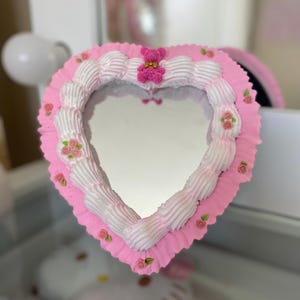 Sweet Pea/ Faux Caked Mirror/ Vanity/ Desktop/ Coquette style
