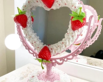 Strawberry Shortcake Faux Caked Mirror/ Vanity Decor