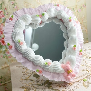 Sweet Pea/ Faux Caked Mirror/ Vanity/ Desktop/ Coquette style