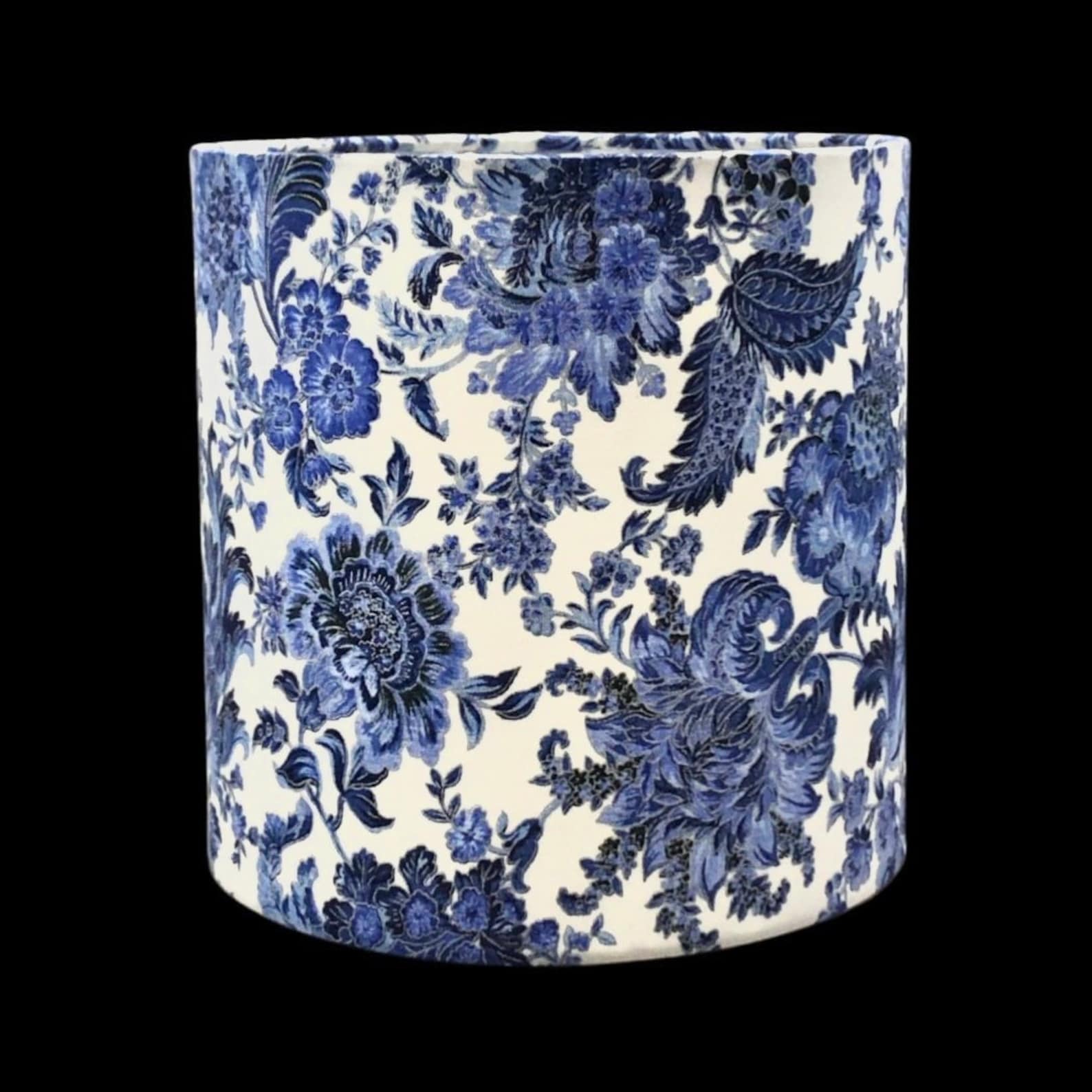 Blue Porcelain Print Fabric Hardback Drum Lamp Shades in - Etsy