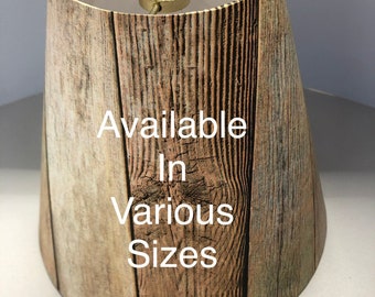 Rustic Wood Paper Lampshade, Chandelier & Bulb Clip-On