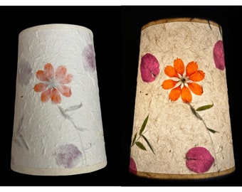 Handmade Orange Flower Lamp Shade, Botanical Paper Shade