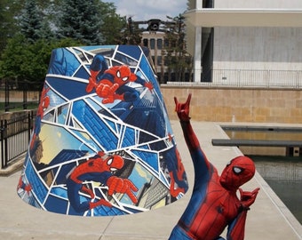 Kids Spider-man Cotton Print Fabric Hardback Lamp Shades in - Etsy
