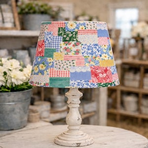 Faux quilt patchwork fabric Lampshades . Available in various shapes and sizes.