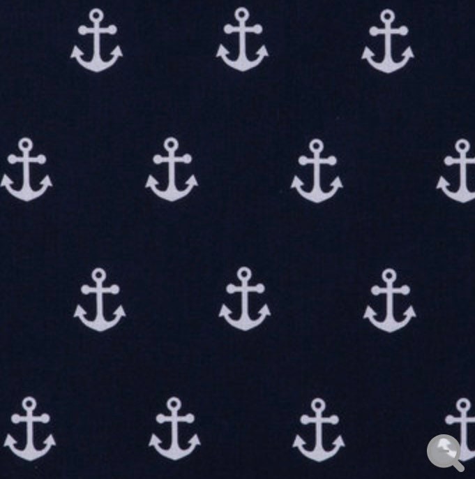 BULB CLIP ON Navy and White Sailboat Anchor Fabric Hardback - Etsy