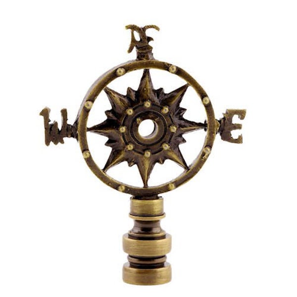 Nautical antique brass lamp finial. Fits on a standard harp.