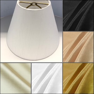 CANDLE CLIP Silk shantung fabric hardback lamp shades in white, cream, champagne, gold, & black