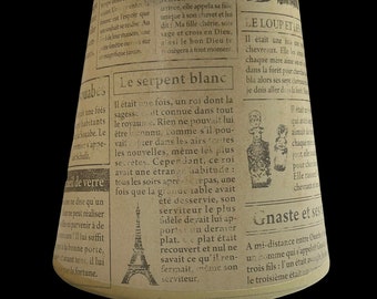 Faux French Newspaper Lamp Shade, Various Fitters