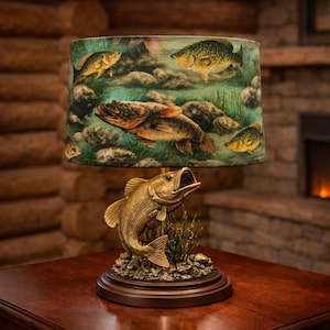 Bass Trout Fish Lamp Shade, Sportsman Decor