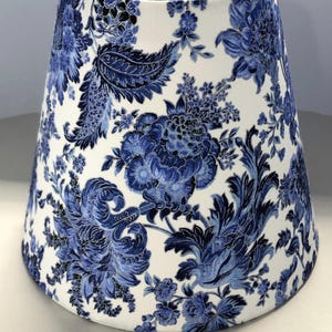 Blue and white porcelain floral paisley hardback lamp shades in various custom sizes & fitters w/ spiders and clip on