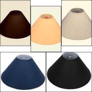 BULB CLIP TOP Linen cloth fabric small Coolie hardback lampshades in Off White, Black, Navy, Coral and Brown