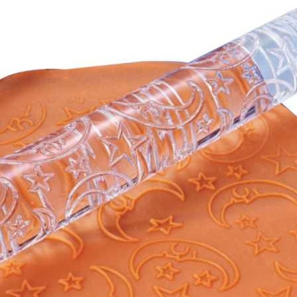 Acrylic Embossing Rolling Pin Moon and Stars