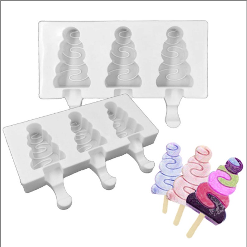 3 Cavity Christmas Tree Popsicle Silicone Mold Etsy