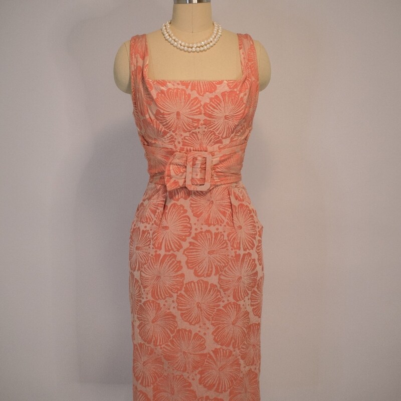 XS | 1950s/60s Alfred Shaheen Novelty Tree Print Pencil Dress