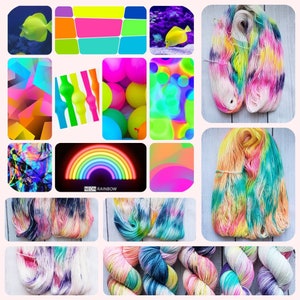 NEON FUN fingering hand dyed yarn for socks  scarves shawls sweaters and hats and more different bases available