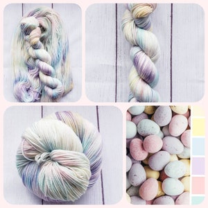 PASTEL EASTER EGGS fingering hand dyed yarn for socks shawls sweaters scarves and hats, different bases available.