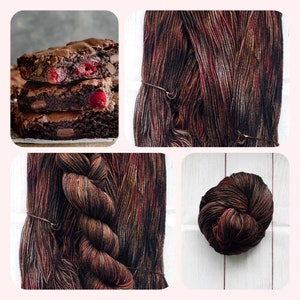 BLACK FOREST BROWNIES fingering hand dyed yarn for socks shawls sweaters scarves and hats different bases available.