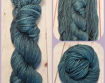 TEAL merino nylon BULKY or CHUNKY hand dyed yarn  for hats scarfs mittens and more