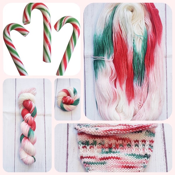 CANDY CANE sock set fingering yarn for sock scarves shawls sweaters hats hand dyed different bases available