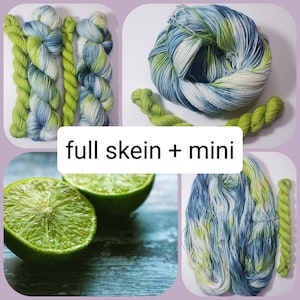 LIME fingering sock set hand dyed  yarn for shawls sweaters scarves and hats different bases available