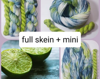 LIME fingering sock set hand dyed  yarn for shawls sweaters scarves and hats different bases available