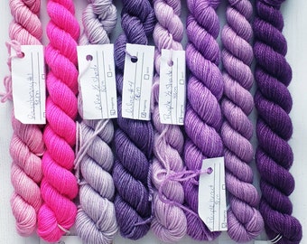 MN 80/20 fingering mini skeins sw merino wool nylon blend,  sock weight