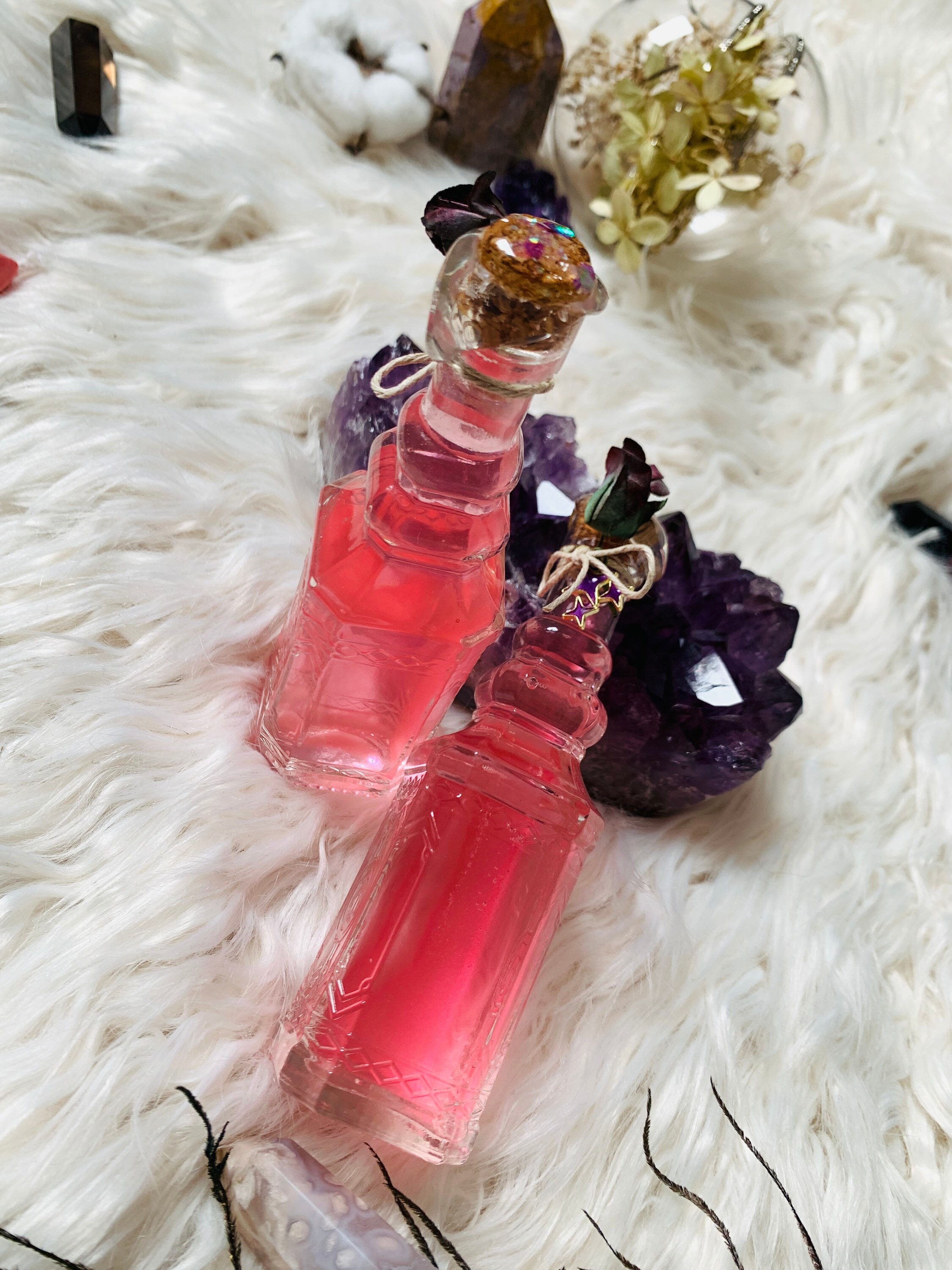 Fiole Magique Irisée Couleur Rose Détail et Étoiles