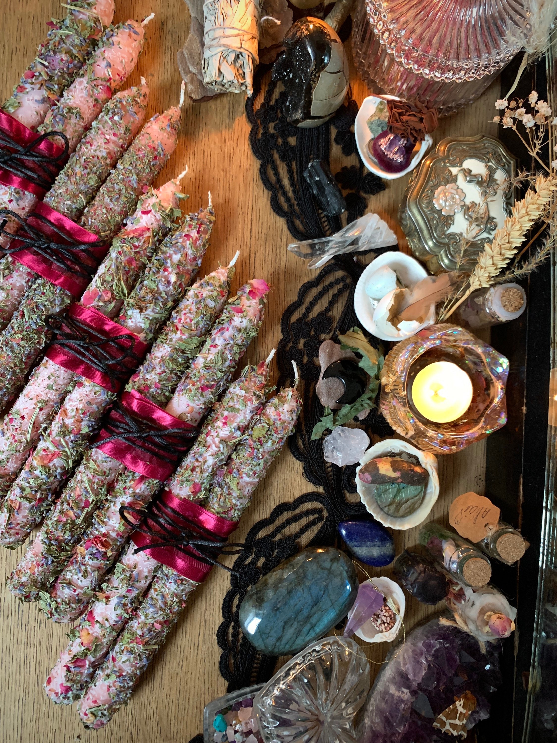 Lot Bougies Chandelles Rituels Magie Couleur Rose