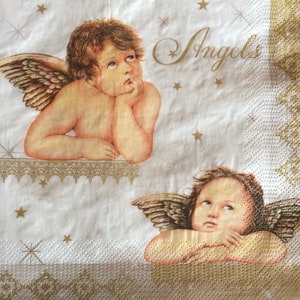 5 serviettes de table Noël anges anges