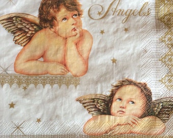 Servilletas para decoupage x 5 ángeles navideños servilleta de almuerzo con ángeles