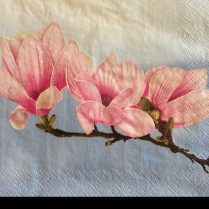 Napkins for decoupage x 4 pink orchids lunch napkins