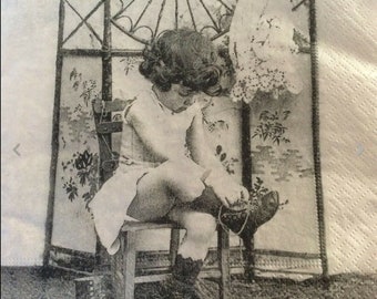 Napkins for decoupage x 4 vintage fashion girl lunch napkins
