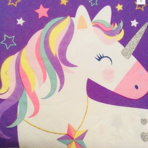 Napkins for decoupage x 4 children’s unicorn lunch napkins