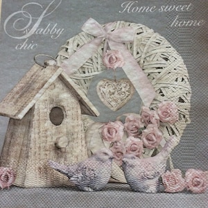 Napkins for decoupage x 5 home sweet home 33cm