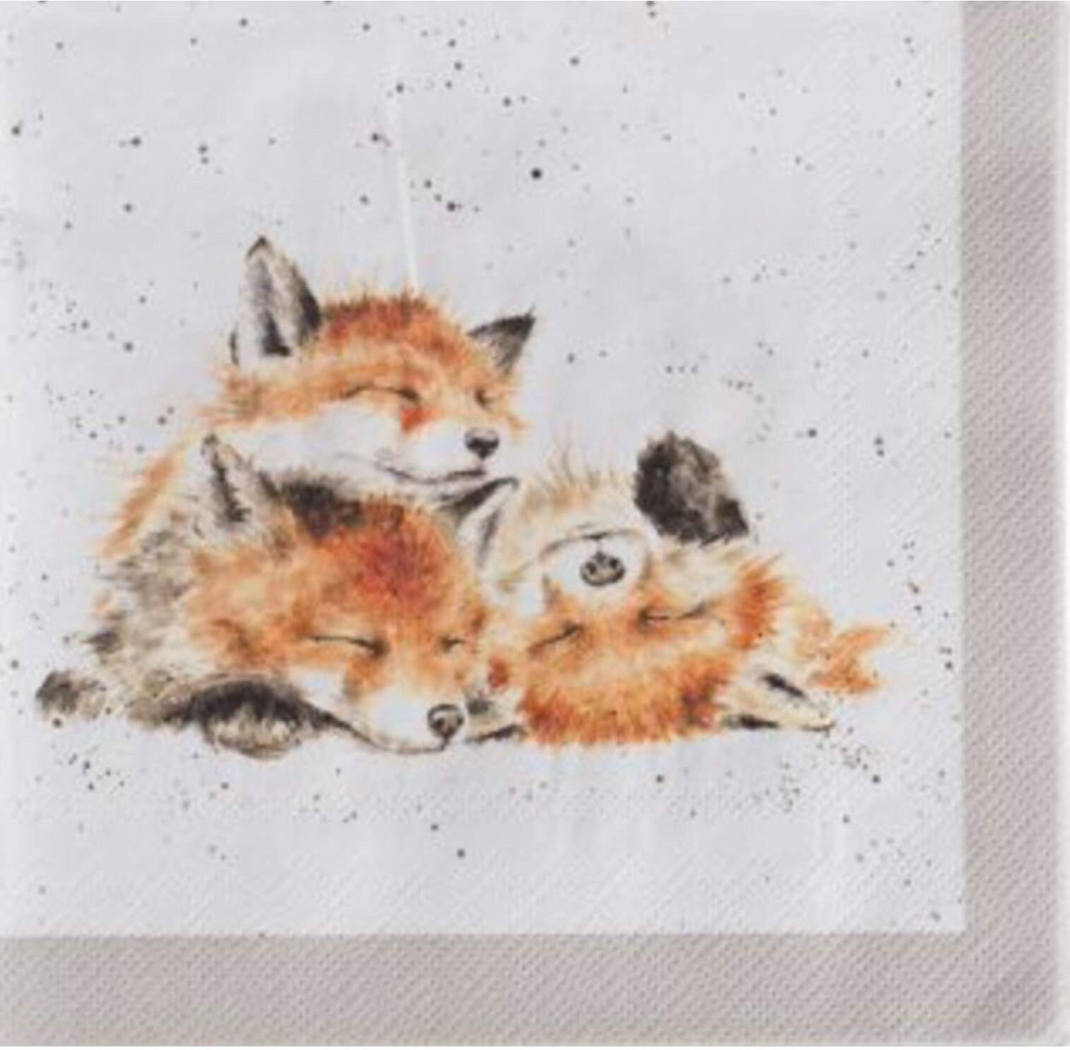 Napkins for decoupage x 5 wrendale  foxes cocktail napkins rare and discontinued