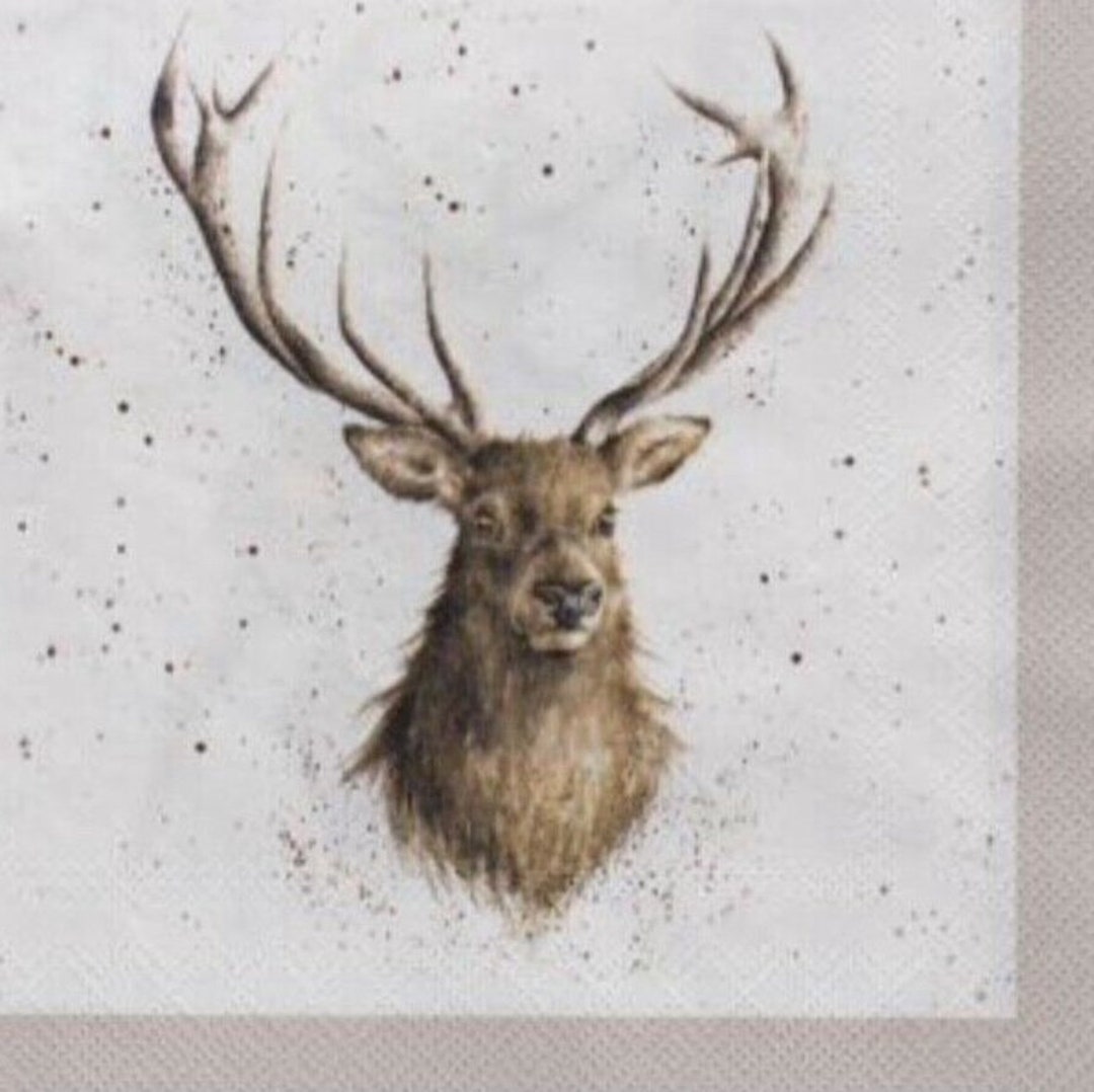 Napkins for Decoupage X 4 Wrendale Stag Cocktail Napkins Etsy