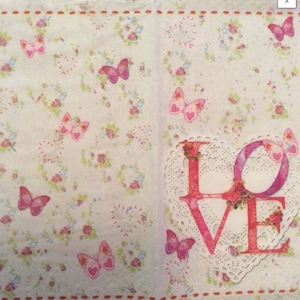 Guardanapos para decoupage x 4 guardanapos de papel flor amor 21cm