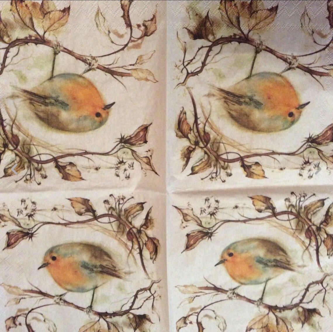 Napkins for decoupage x 2 red robin cocktail napkins Etsy