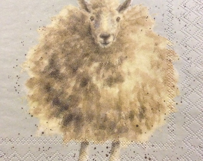 Napkins for Decoupage X 2 Wrendale Woolly Sheep Cocktail Etsy