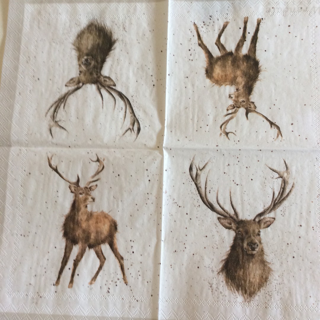 Napkins for Decoupage X 4 Wrendale Stag Lunch Napkins Etsy