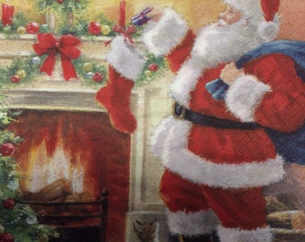 Napkins for decoupage x 4 Christmas Santa lunch napkins