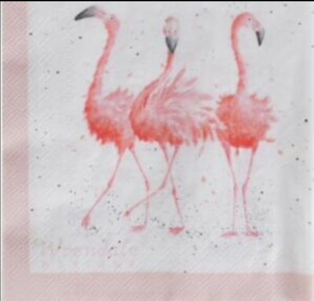 Napkins for Decoupage X 2 Wrendale Flamingo Lunch Napkins Etsy