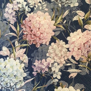 Napkins for decoupage x 4 flowers on blue lunch napkins