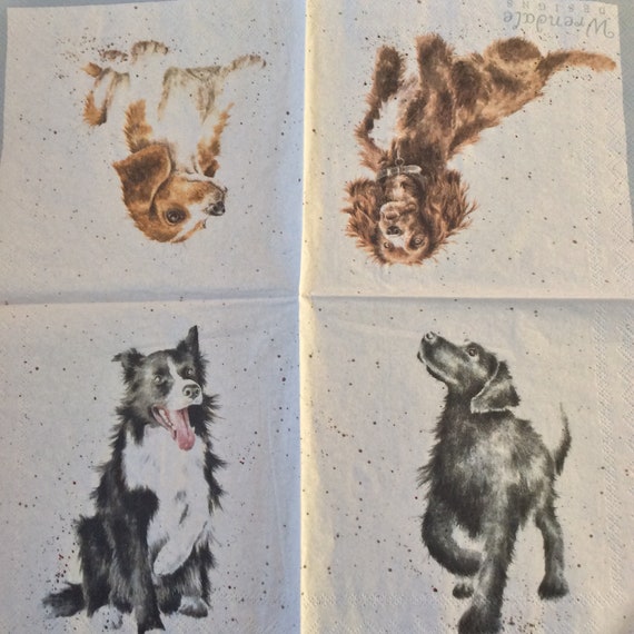 Napkins for Decoupage X 2 Wrendale Dogs Lunch Napkins Etsy