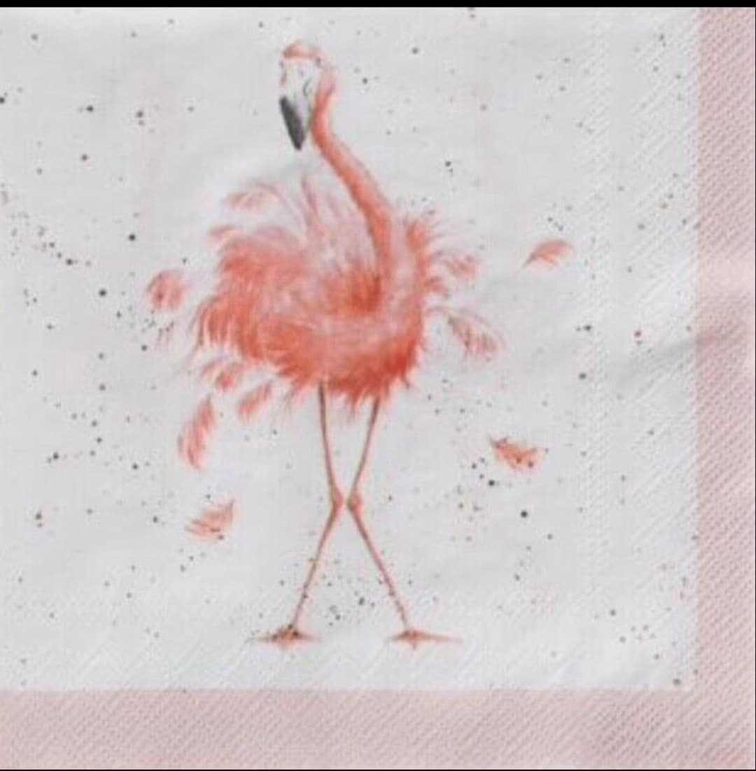 Napkins for Decoupage X 2 Wrendale Flamingos Cocktail Napkins Etsy