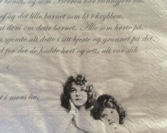 Servilletas para decoupage x 4 servilletas de almuerzo con ángeles y texto vintage