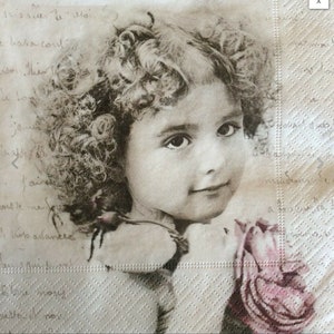 Napkins for decoupage x 4 vintage girl lunch napkins