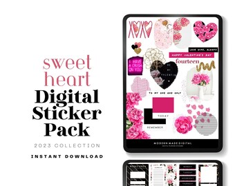 Valentine's Day Digital Stickers: GoodNotes, Scrapbooking (Instant Download)